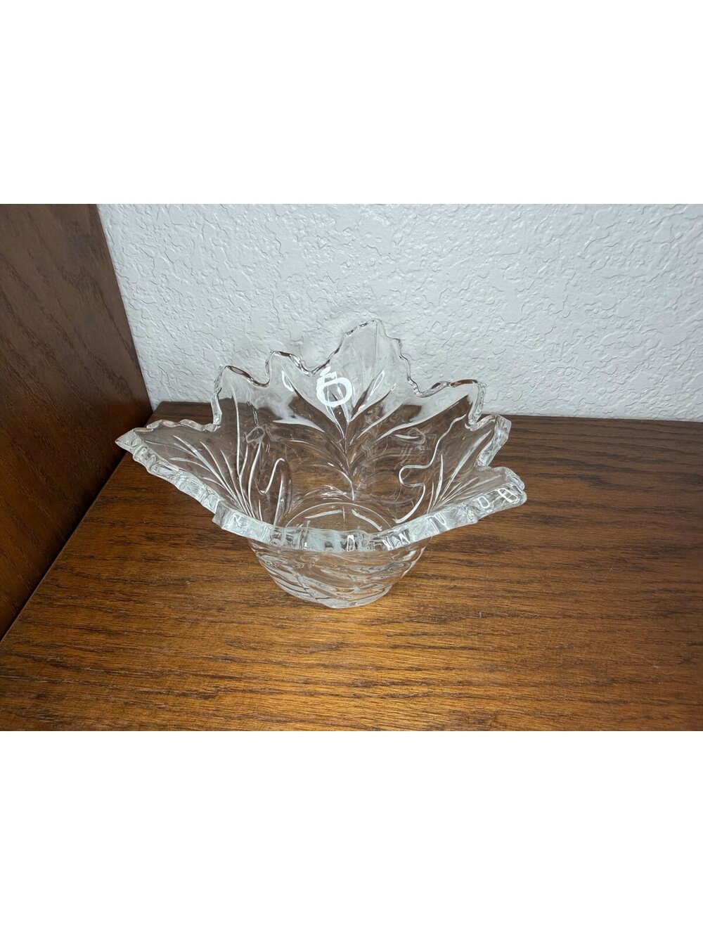 Vintage Indiana Glass Clear Pressed Maple Leaf Shaped Candy Dish Serving Bowl